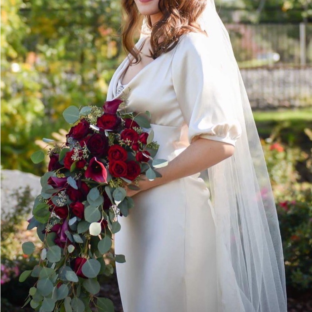 Custom couture silk wedding dress